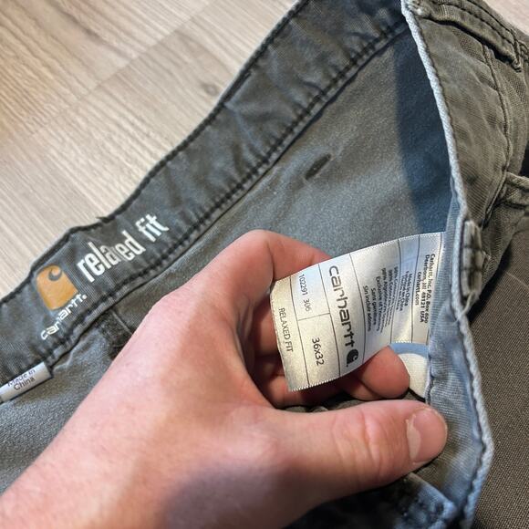 Men's Carhartt Faded Peat Green Rugged Flex Cargo Utility Work Pants Sz 36 x 32 - Picture 3 of 8